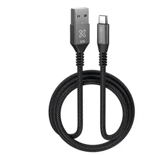 Klip Xtreme Cable Usb 3 Metros – Usb-C A Usb-A, Negro, Trenzado, Carga Rápida (MPN KAC-050-10FT, Accesorios para portátiles) img-1