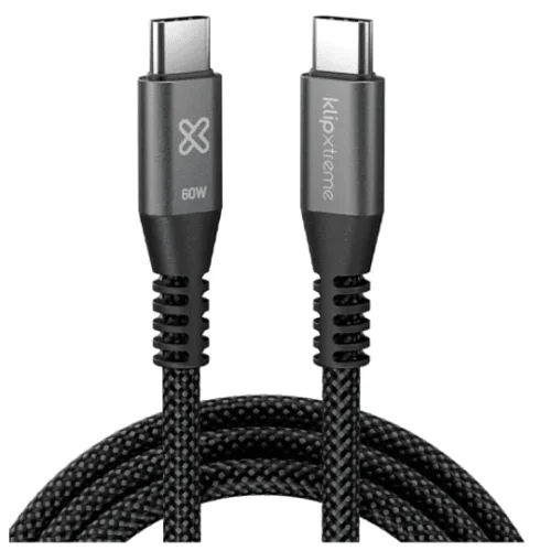 Klip Xtreme Usb Cable 24 Pin Usb-C 1.8 M Negro 60W Braided Fast Chargi (MPN KAC-250-6FT, Accesorios para portátiles) img-1