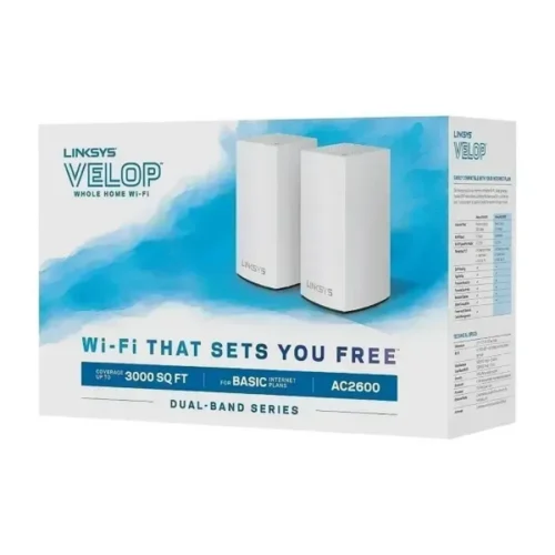 Linksys Velop Router Mesh WiFi, Dual Banda, AC-2600, 3000ft², 802.11ac (MPN WHW0102, Routers) img-1