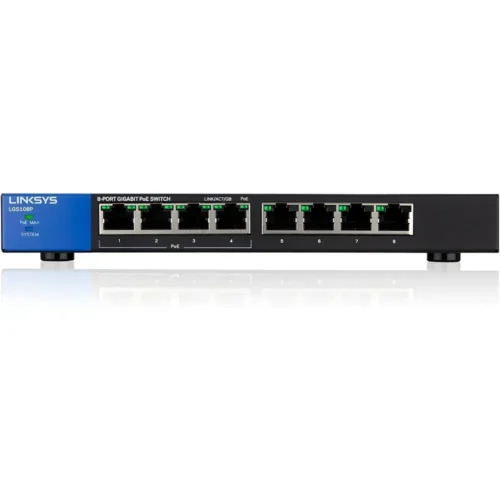 Linksys Switch No Administrable 4 X 10/100/1000 (Poe+) + 4 X 10/100/1000 Poe LGS108P img-1