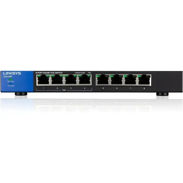 Linksys Switch No Administrable 4 X 10/100/1000 (Poe+) + 4 X 10/100/1000 Poe LGS108P img-1