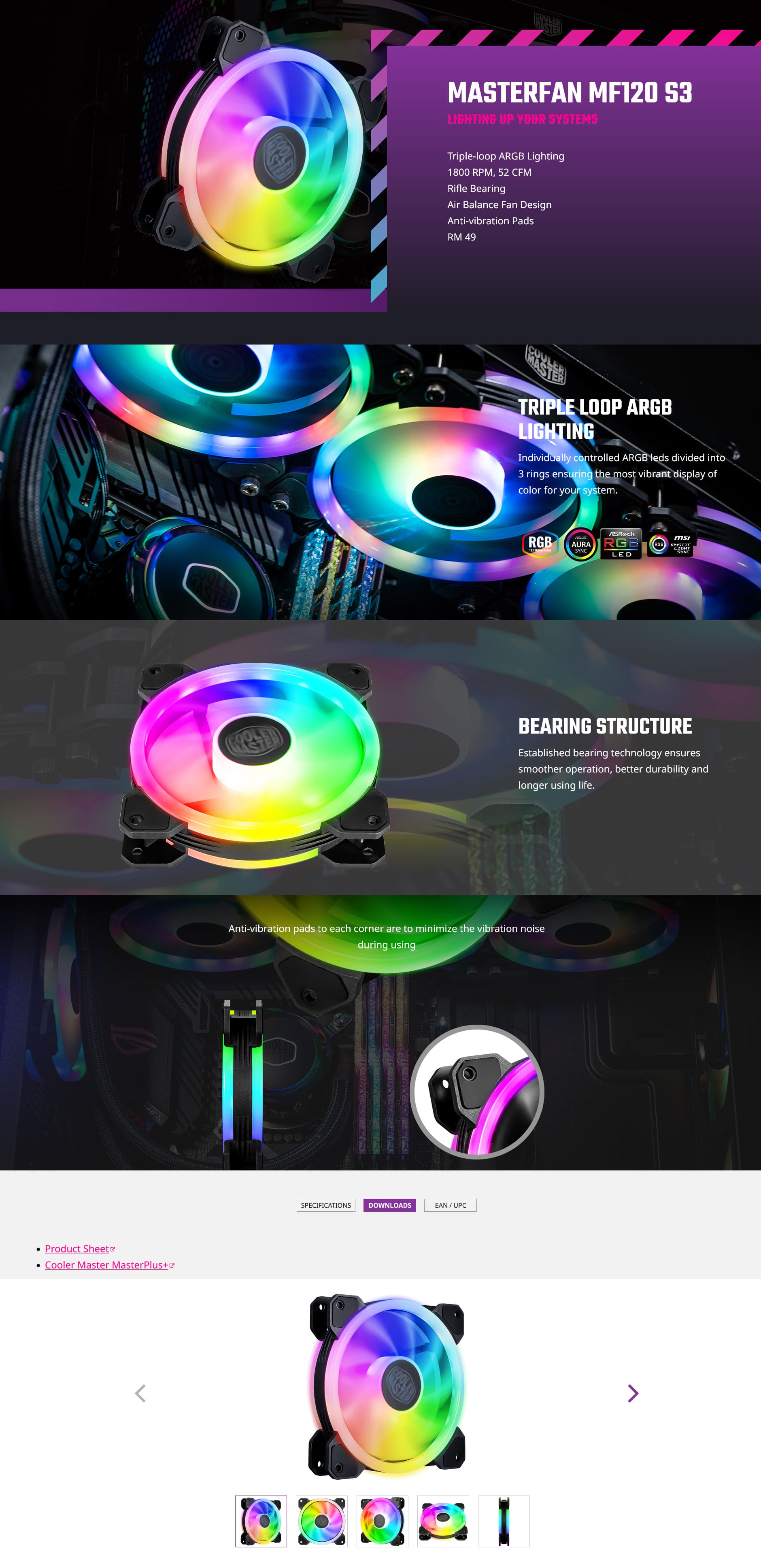 Cooler Master Ventilador MasterFan MF120 S3 A-RGB PWM 10 MasterFan MF120 S31