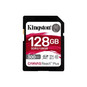 Memoria Flash Tarjeta SD 128GB Kingston Canvas React Plus 300MBs UHS-II, U3, V90 SDR2/128GB
