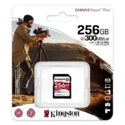 Tarjeta SD 256GB Kingston Canvas React Plus 300MBs UHS-II, U3, V90 (MPN SDR2/256GB, Tarjetas Micro SD) img-1