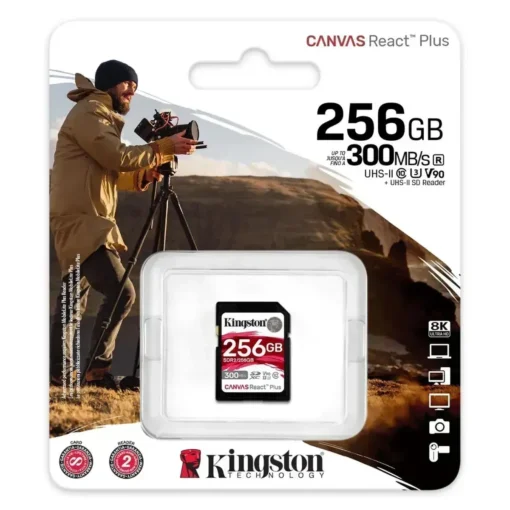 Tarjeta SD 256GB Kingston Canvas React Plus 300MBs UHS-II, U3, V90 (MPN SDR2/256GB, Tarjetas Micro SD) img-1