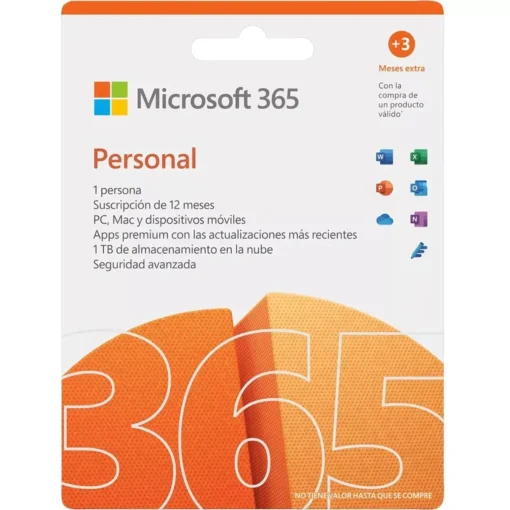 Licencia Microsoft Office 365 Personal, 1 Año, Multilenguaje (MPN QQ2-01238, Aplicaciones) img-1