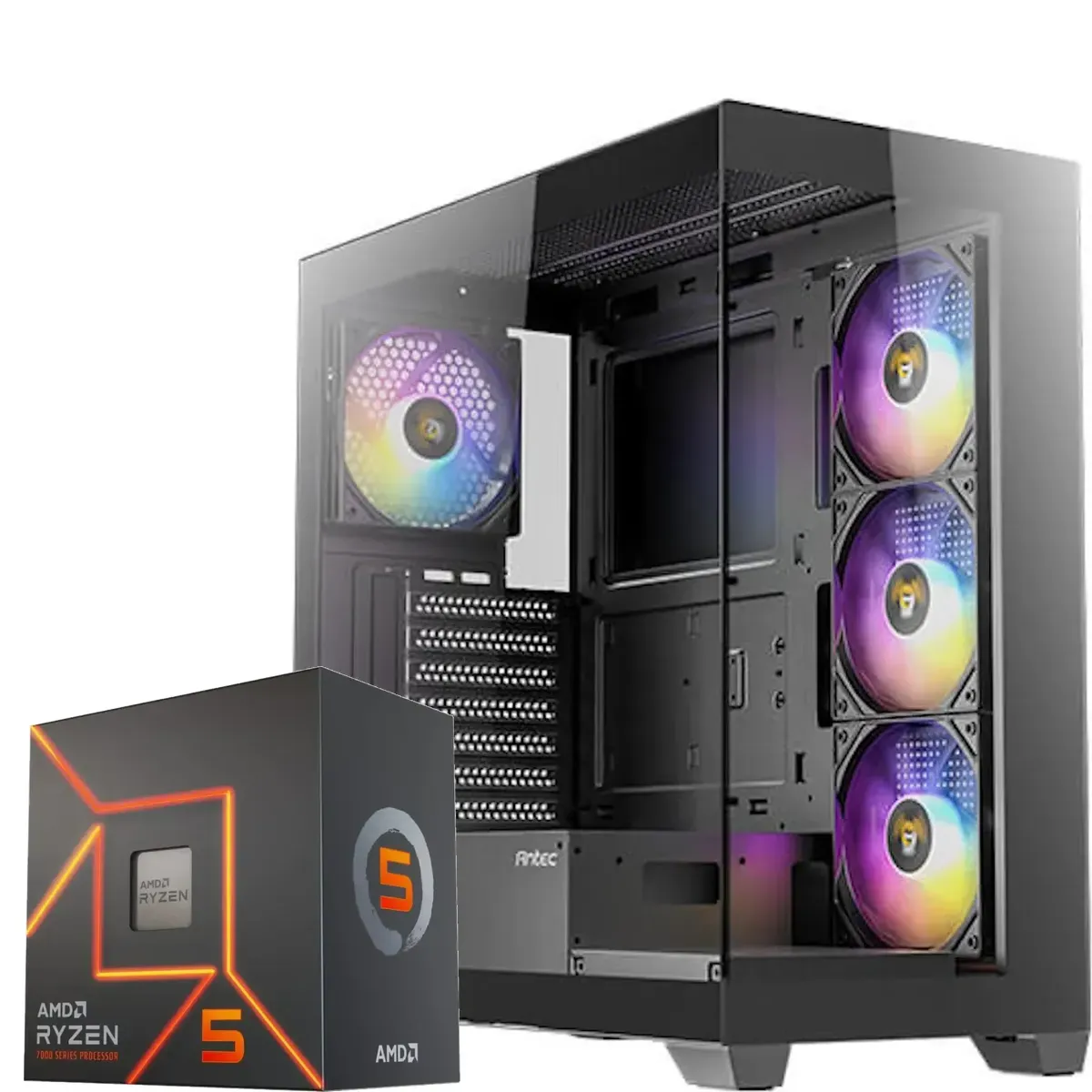 PC Gamer AMD Ryzen 5 7600, RTX 5060 Ti 8GB, 32GB RAM, 2TB NVMe, WiFi 6 (MPN CE-009040, PC Gamer Personalizado) img-1