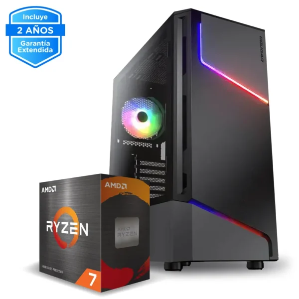 PC Gamer AMD Ryzen 7 5700, RTX 4060, 32GB RAM, 1TB SSD NVMe 4.0, WiFi 5 CE-001970