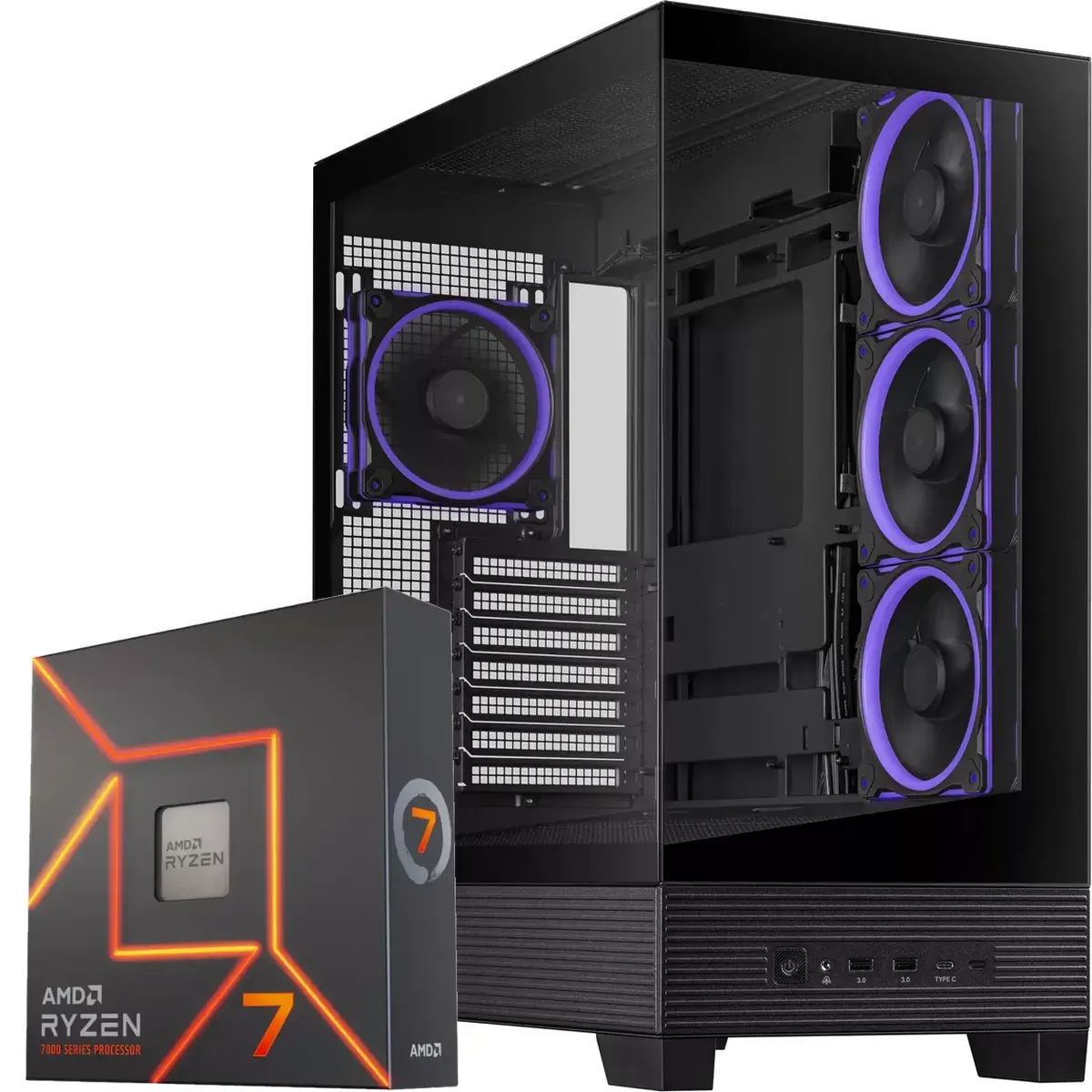 PC Gamer AMD Ryzen 7 7700X, RX 9070 XT 16GB, 32GB RAM, 2TB NVMe, WiFi 7 (MPN CE-009001, PC Gamer Personalizado) img-1