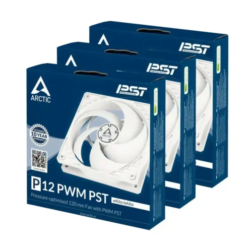Pack 3 Ventiladores Arctic 120Mm Blancos P12 PWM PST 4Pin 56.3Cfm / 2.2 Mm H2O CE-000239 img-1