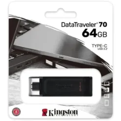 Pendrive Kingston 64GB USB-C DataTraveler 70, 3.2 Gen 1, 110MB/s (MPN DT70/64GB, Discos externos) img-1