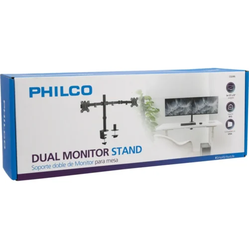 Philco Soporte Monitor Doble Para Mesa 13 A 32 Pulg Max 8 Kg (MPN 86SPPC024N, Alfombrillas y apoya pies) img-1