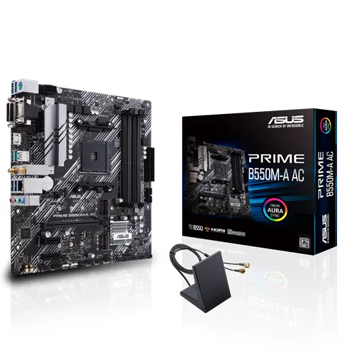 Placa Madre ASUS (Micro ATX, AM4, DDR4, PCIe 4.0, WiFi, BT) (MPN PRIME B550M-A AC, Placas madres para PC) img-1