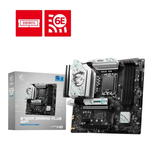 Placa Madre MSI Micro ATX, Intel LGA 1700, DDR5, WiFi 6E (MPN B760M GAMING PLUS WIFI, Placas madres para PC) img-1