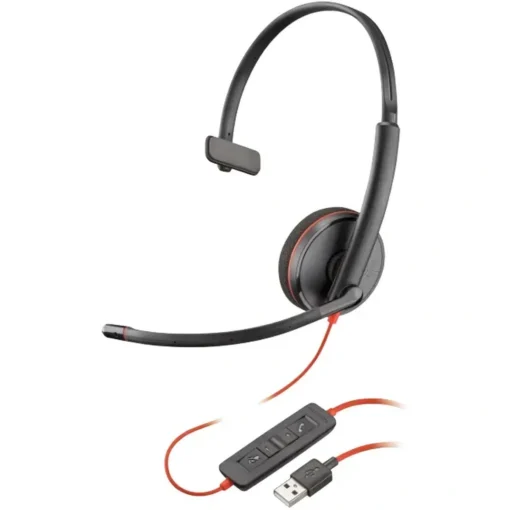 Auricular Poly Blackwire 3210, monoaural, USB, diadema ajustable, negro (MPN 80S01A6, Audífonos) img-1