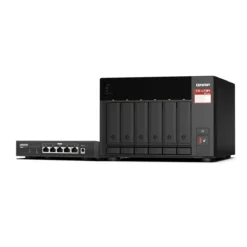 Qnap NAS AMD Ryzen con 2.5GBE 6 Bahías + Conmutador no administrado QSW-1105-5T (MPN TS-673A-SW5T-US, NAS (Almacenamiento en red)) img-1