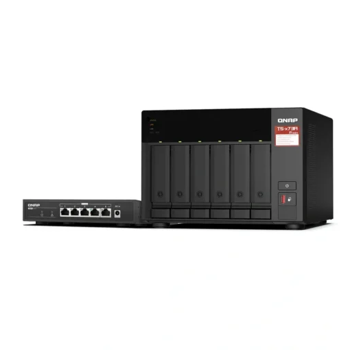 Qnap NAS AMD Ryzen con 2.5GBE 6 Bahías + Conmutador no administrado QSW-1105-5T (MPN TS-673A-SW5T-US, NAS (Almacenamiento en red)) img-1