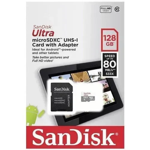 Sandisk Microsdxc 128Gb Ultra W/Adap Ush-1 SDSQUNR-128G-GN6TA img-1