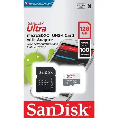 Tarjeta MicroSDXC 128GB, Clase 10, SanDisk Ultra, Adaptador SD Incluido (MPN SDSQUNR-128G-GN3MA, Tarjetas Micro SD) img-1