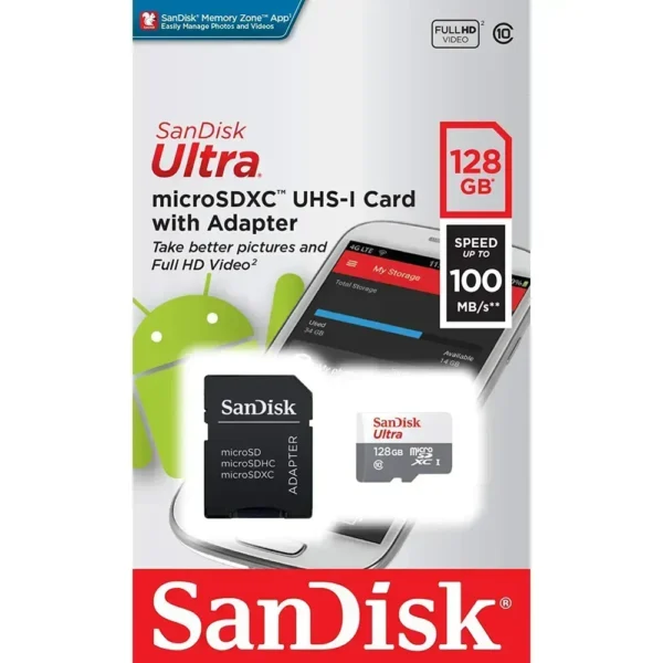 Sandisk Ultra Tarjeta De Memoria Flash (Adaptador Microsdxc A Sd Incluido) 128 SDSQUNR-128G-GN3MA img-1