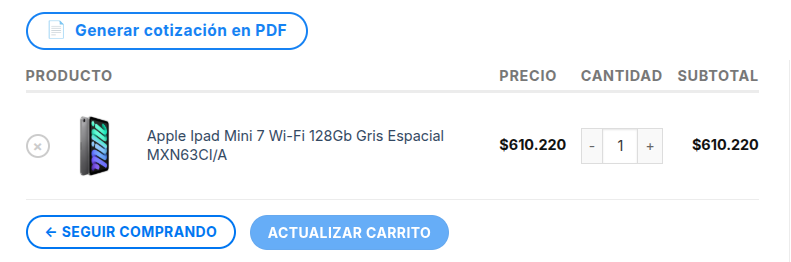 boton cotizar en carrito