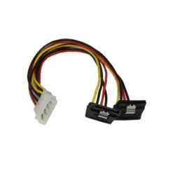 Startech .Com Adaptador Cable 30Cm Divisor De 4 Pines A Doble Sata Ángulo PYO2LP4LSATR img-1