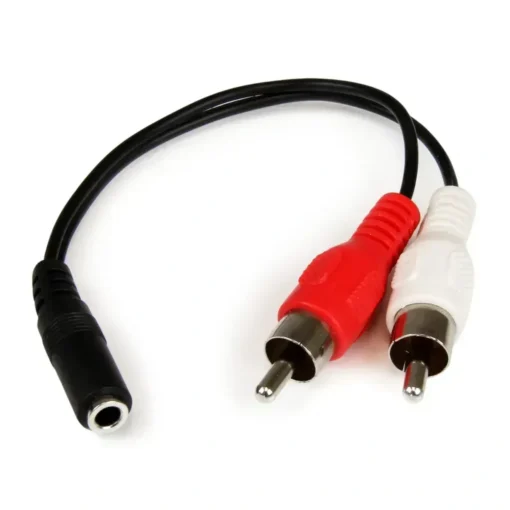 Cable Adaptador Startech 0.15m 3.5mm a 2 RCA, macho/hembra, PVC, negro (MPN MUFMRCA, Cables y accesorios de audio) img-1