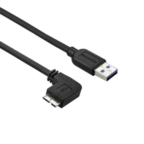 Startech .Com Cable Delgado De 0.5M Micro Usb 3.0 Acodado A La Izquierda A Usb A USB3AU50CMLS img-1