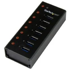 Concentrador StarTech USB 3.0, 7 Puertos, Caja Metal, Neg (MPN ST7300U3M, Adaptadores y Accesorios De Red) img-1