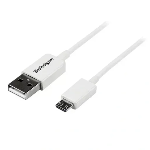 Cable USB A a Micro-B Startech 50cm 2.0, blanco, 480Mbps, níquel (MPN USBPAUB50CMW, Cables y accesorios para PC) img-1