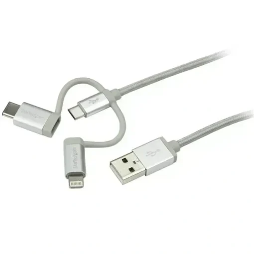 Startech Cable De 1M Usb A Lightning Usb-C Y Micro Usb Cable Cargador Para (MPN LTCUB1MGR, Cables, adaptadores y accesorios para pantallas) img-1
