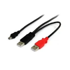 Startech Cable Mini-Usb B A Usb-A Doble , Largo 1.8M, Negro/Rojo (MPN USB2HABMY6, Cables y accesorios para PC) img-1