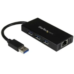 Hub Combo Usb/Ethernet Startech Usb 3.0 Typo A Externo Negro Conforme Con (MPN ST3300GU3B, Adaptadores, HUBs y Dockings) img-1