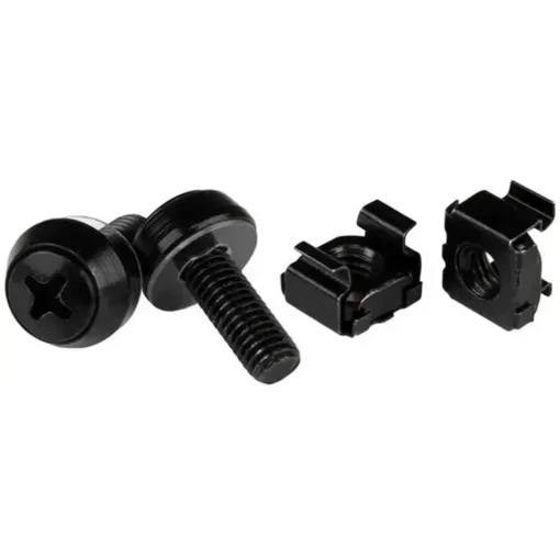 Paquete 50 Tornillos y Tuercas Enjauladas Startech, M6x12mm, Negro (MPN CABSCREWM6B, Racks) img-1