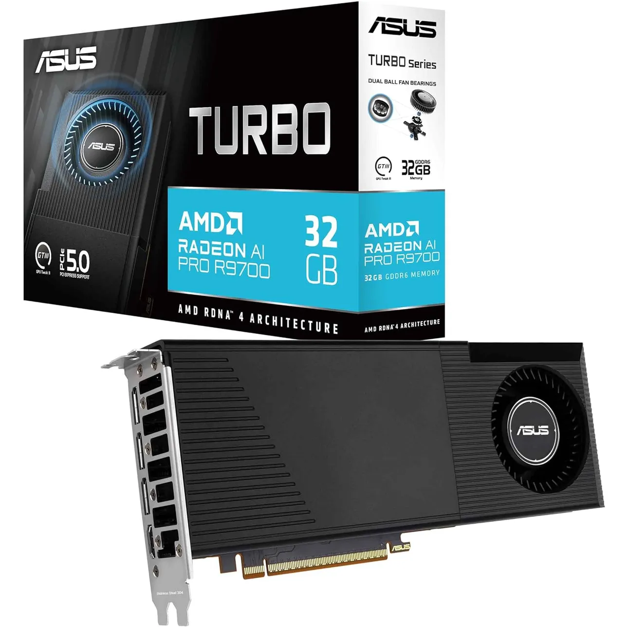 AI対応 VRAM44GB　R7 7700/ X870/ 2080Ti X2 Tarjeta Gráfica AMD ASUS TURBO Radeon AI PRO R9700 32GB GDDR6 256