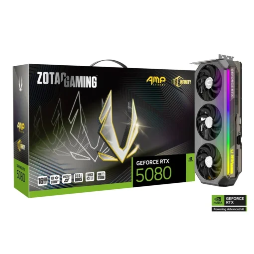 Tarjeta Gráfica ZOTAC GAMING GeForce RTX 5080 AMP Extreme INFINITY 16GB DLSS4 (MPN ZT-B50800B-10P, Tarjetas gráficas para PC) img-1