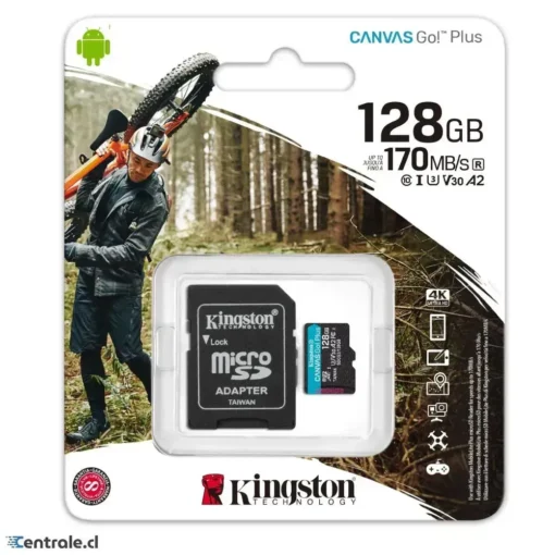 Tarjeta Micro SDXC 128GB Kingston Canvas Go Plus 170mb/s SDCG3/128GB