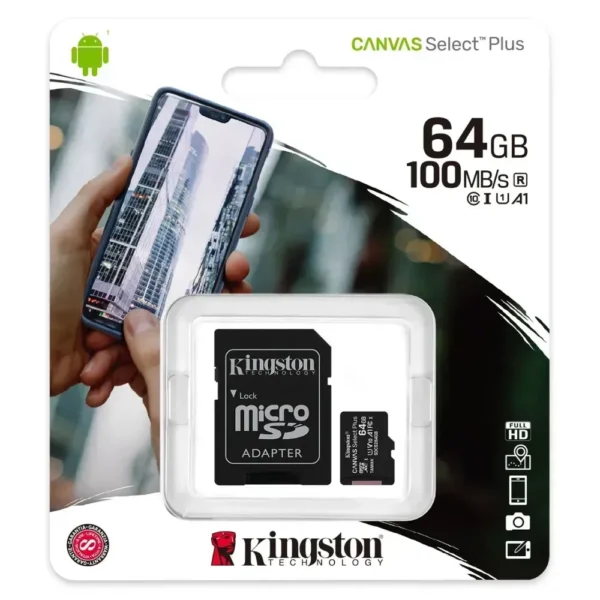 Tarjeta MicroSD 64GB Kingston Canvas Select Plus 100MB/s A1, UHS-I Clase 10 SDCS2/64GB img-1