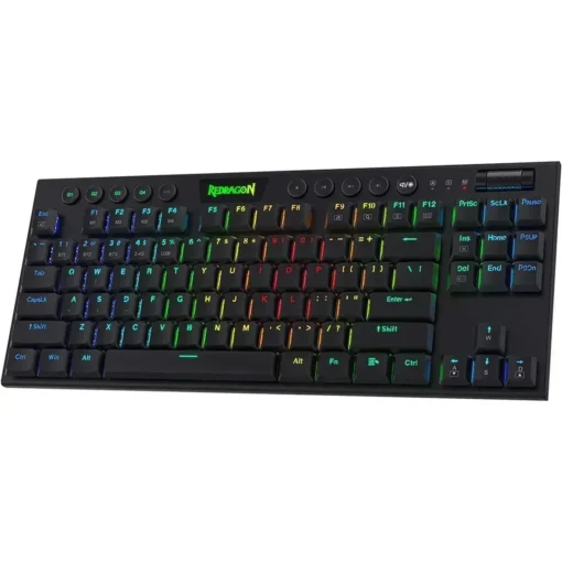 Teclado Gamer Mecánico Inalámbrico Redragon HORUS TKL Negro 2.4Ghz, BT Sw RED (MPN K621-RGB-SP, Teclados) img-1