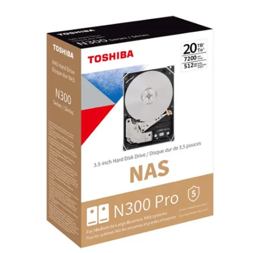 Disco Duro Nas Toshiba N300 Pro De 20Tb (3.5“, 7200Rpm, Sata, 512Mb De Cach (MPN HDWG62AXZSTB, Almacenamiento para PC) img-1