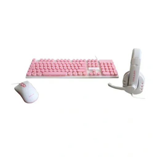 Kit Gamer Vivitar Lvlup Teclado+Mouse+Audífonos, USB, LED Multicolor (MPN LU745-WHTPNK-ESP-6, Kit Teclado y Mouse) img-1