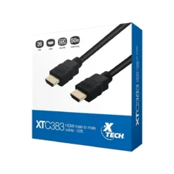 Cable HDMI Xtech 15m, 4K 30Hz, HDR, ARC, 3D, chapado en oro, color negro (MPN XTC-383, Cables, adaptadores y accesorios para pantallas) img-1